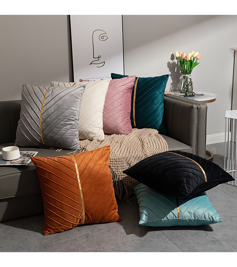 Dark Green Velvet Square Cushion Cover 18 x 18 Inch Soft Minimalist Home Decor - Image 1