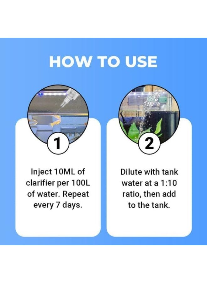 كلير جهاز تنقية مياه حوض السمك القوي سعة 100 مل - حل سريع لتنقية المياه لخزانات الأسماك العذبة والمالحة - مزيل الطحالب ومكيف مياه آمن، أقراص لحوض السمك من كاستويف - Image 5