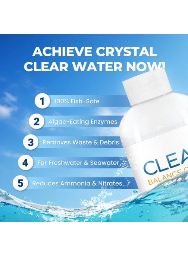 كلير جهاز تنقية مياه حوض السمك القوي سعة 100 مل - حل سريع لتنقية المياه لخزانات الأسماك العذبة والمالحة - مزيل الطحالب ومكيف مياه آمن، أقراص لحوض السمك من كاستويف - Image 3