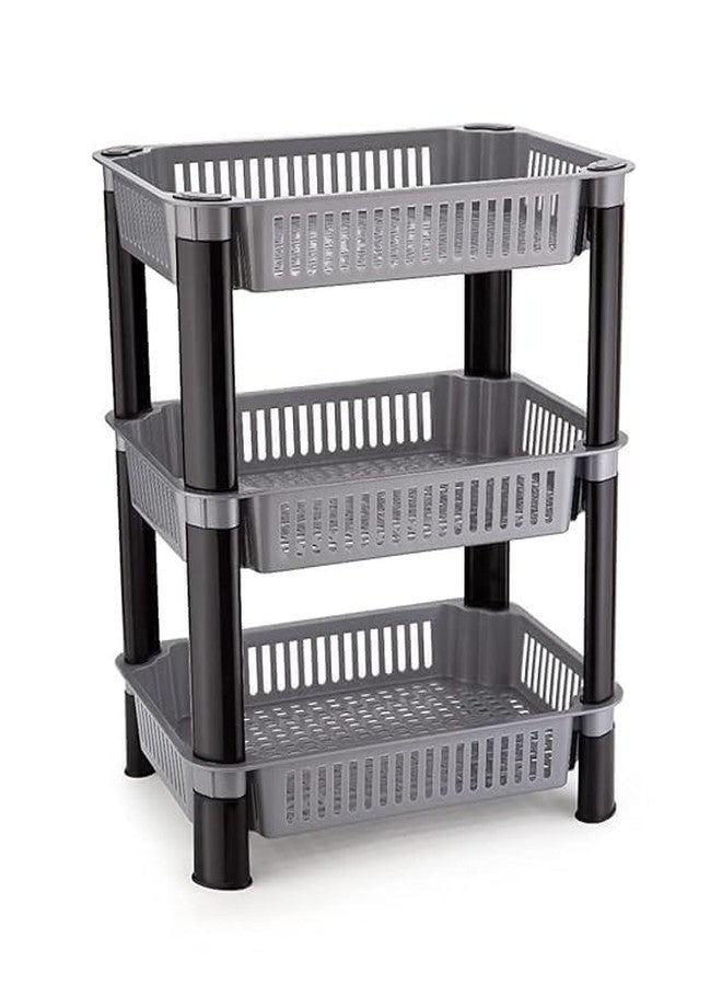 B Globe 3-Layer Kitchen Storage Rack, Multipurpose Vegetable and Fruit Stand, Durable Carbon Steel Organizer for Pantry and Countertop - Image 2