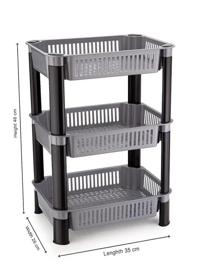 B Globe 3-Layer Kitchen Storage Rack, Multipurpose Vegetable and Fruit Stand, Durable Carbon Steel Organizer for Pantry and Countertop - Image 4