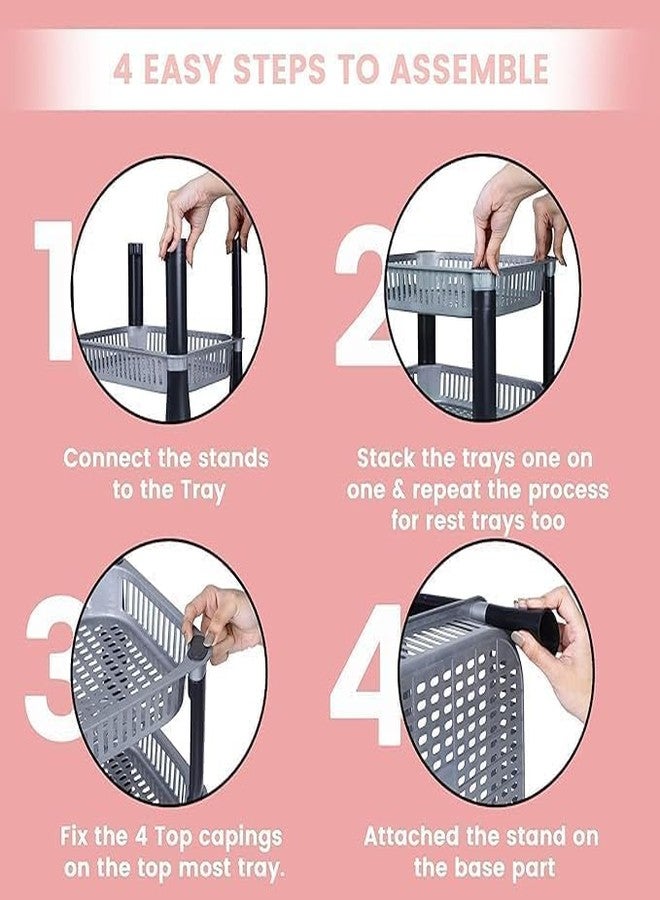 B Globe 3-Layer Kitchen Storage Rack, Multipurpose Vegetable and Fruit Stand, Durable Carbon Steel Organizer for Pantry and Countertop - Image 5