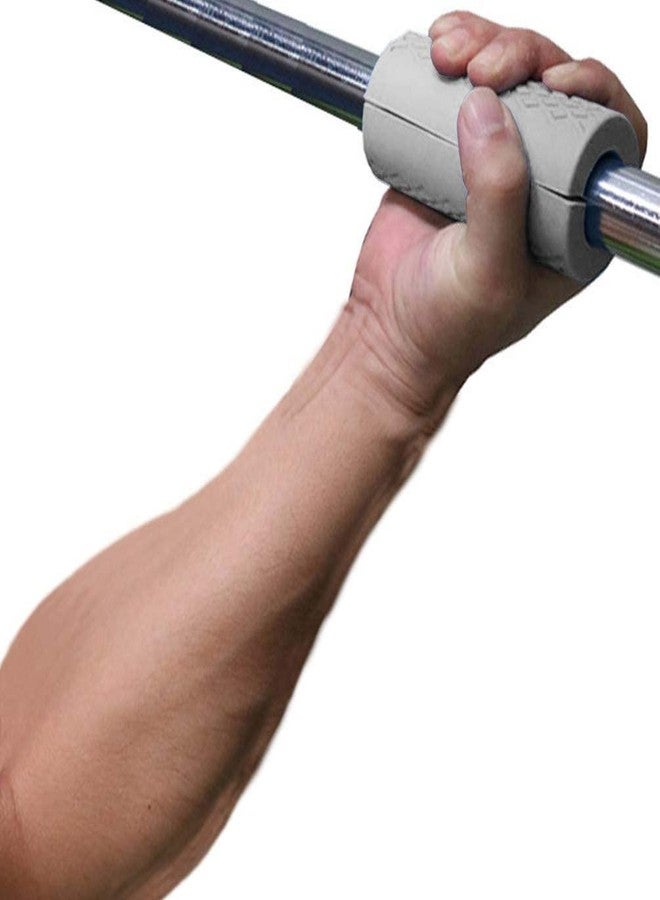 IADUMO (Gray) - Barbell Grips-Thick Bar Fat Grips for Weightlifting 2.5cm -Dumbbell Handles Stress Relieve Alpha Grip Hand Protector Pull up Tape Arm Blaster Adapter for Standard Hex/Bicep/Tricep/Threaded/Shrug Bars. - Image 4