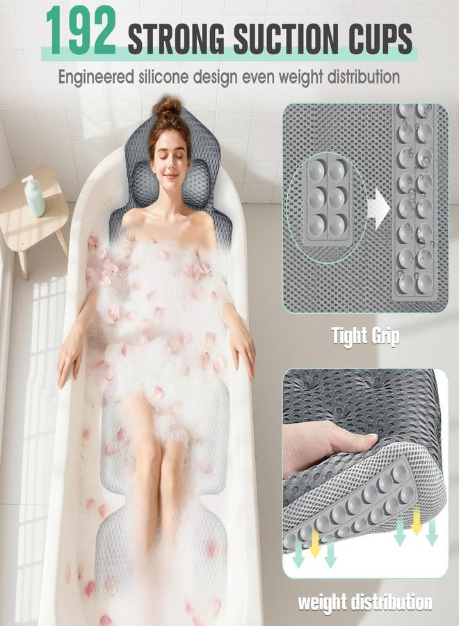 Ciavca Upgraded Full Body Bath Pillow for Bathtub,Luxury Thick Bath Cushion for Soaking Tub with 192 Suction Cups,Full Body Bathtub Pillows for Head and Neck Shoulder Support,4D Air Mesh, 53" x 16" Dark Gray - Image 3