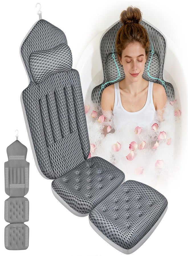 Ciavca Upgraded Full Body Bath Pillow for Bathtub,Luxury Thick Bath Cushion for Soaking Tub with 192 Suction Cups,Full Body Bathtub Pillows for Head and Neck Shoulder Support,4D Air Mesh, 53" x 16" Dark Gray - Image 1