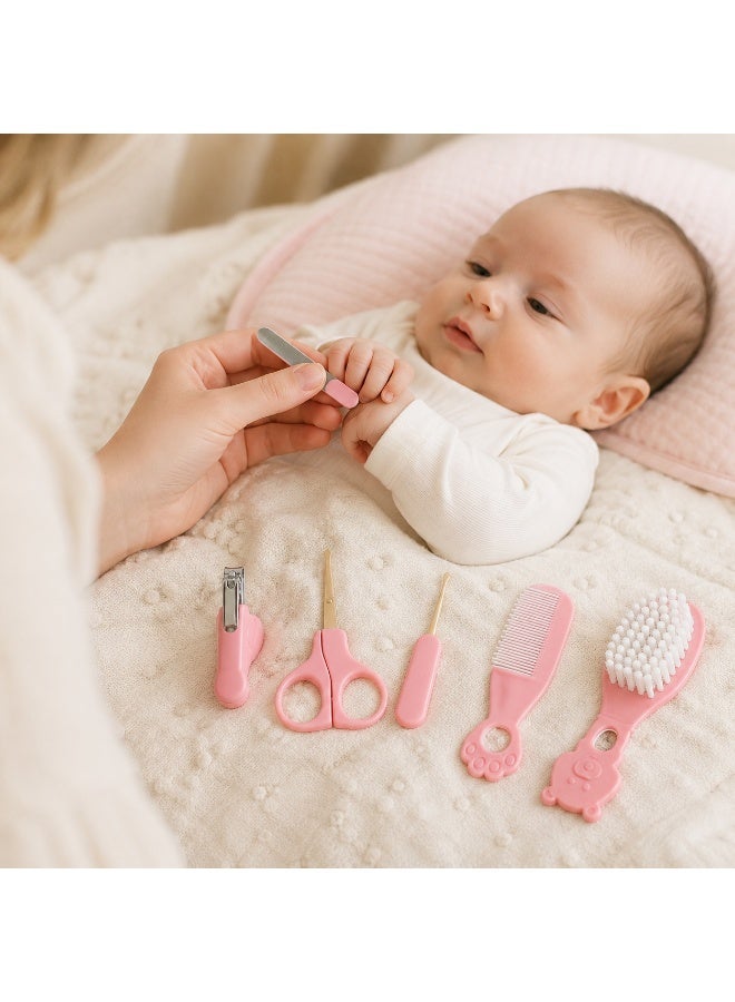 zoba Baby Nail Care Set - Daily Personal Care Cleaning Kit for Infants, Newborn Manicure, Nail Clippers, and Hairbrush (6 Pieces) - Image 2