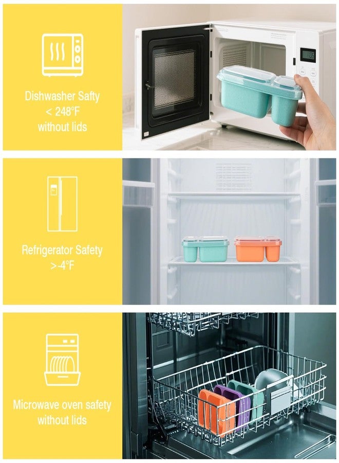 DOSEWART 2-Compartment Reusable Snack Containers with Lids, Wheat Straw Reusable Snack Packs for Food Storage Meal Prep On-the-Go Snacking - Image 4
