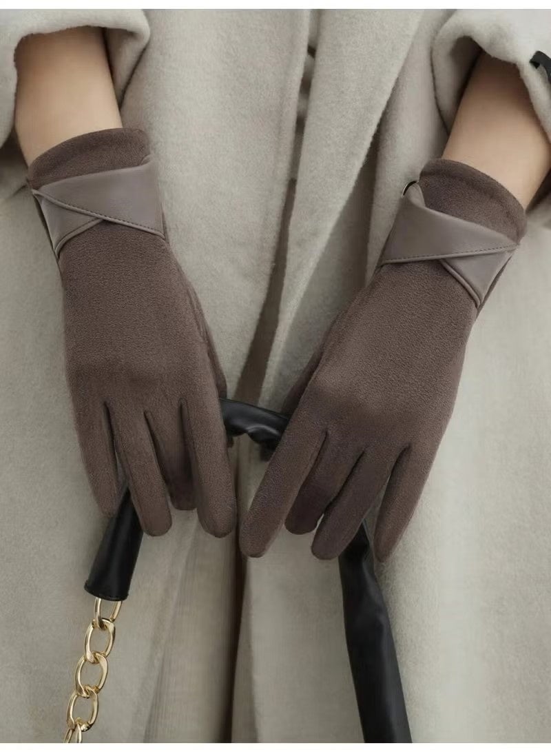 قفازات شتوية نسائية تتميز بتصميم أنيق من الجلد الصناعي - حافظي على دفء يديكِ في الطقس البارد مع إضافة لمسة من الفخامة إلى مظهركِ الشتوي - Image 1