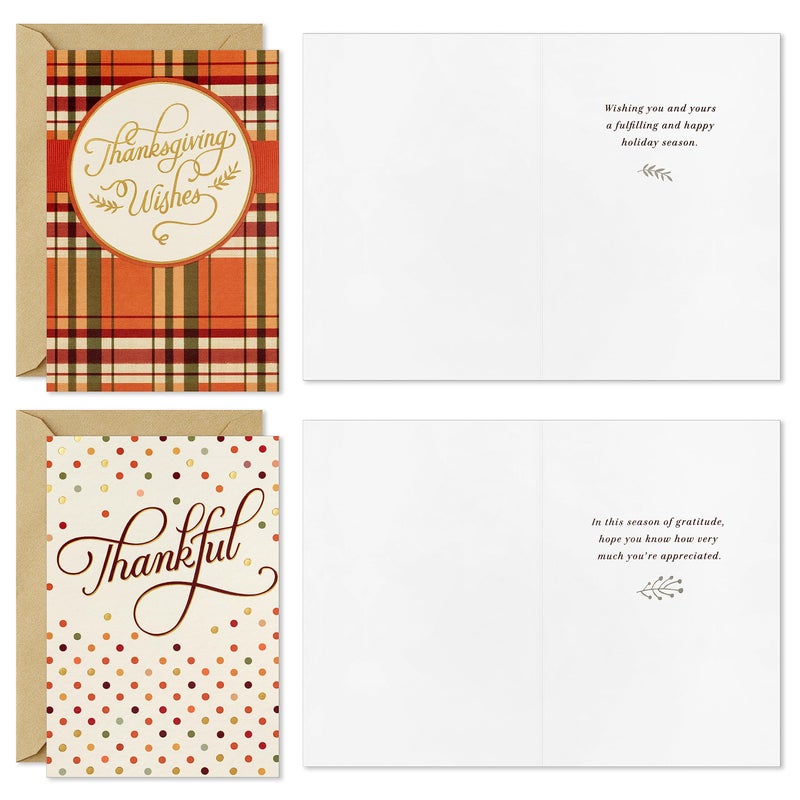 Hallmark Bulk Thanksgiving Cards Assortment (72 Cards with Envelopes) Stripes  Leaves  Plaid - Image 4