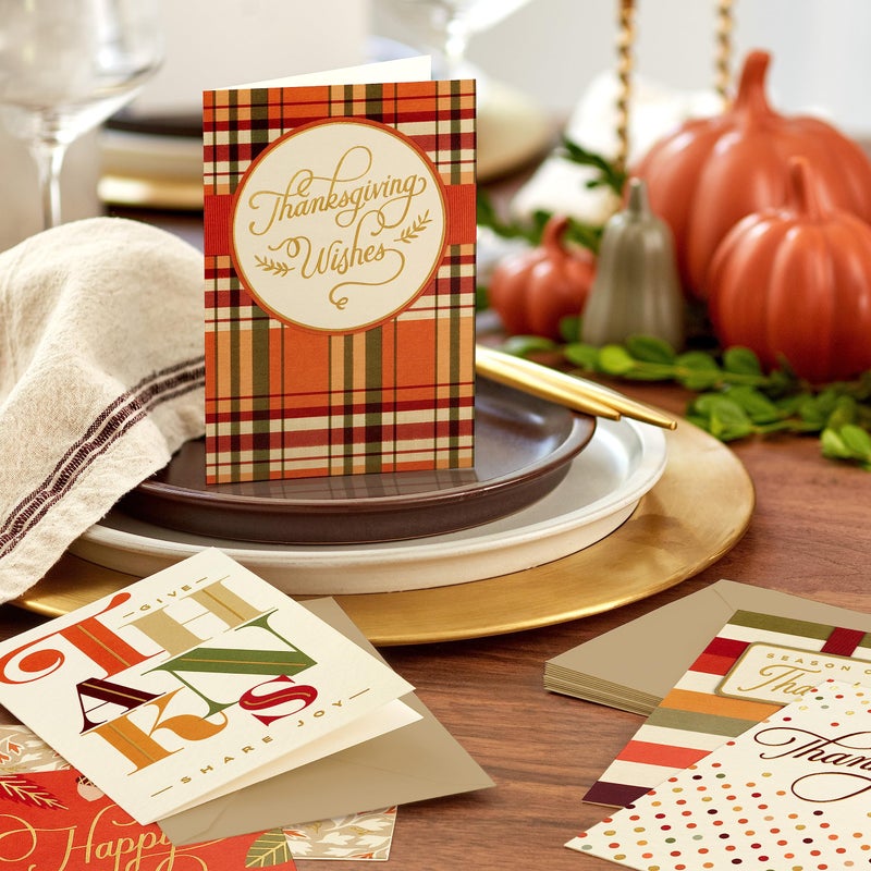 Hallmark Bulk Thanksgiving Cards Assortment (72 Cards with Envelopes) Stripes  Leaves  Plaid - Image 2