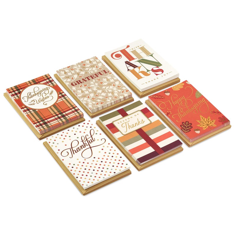 Hallmark Bulk Thanksgiving Cards Assortment (72 Cards with Envelopes) Stripes  Leaves  Plaid - Image 3