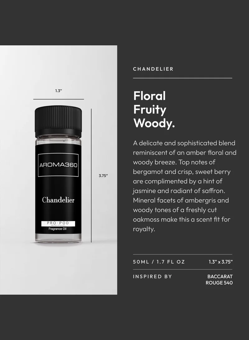 AROMA360 Chandelier Pro-Pod Oil Blend - Hotel Inspired for Luxury Essential Oil Diffusers - Aromatherapy Scent Diffuser Oil - Bergamot, Sweet Berry, and Oakmoss