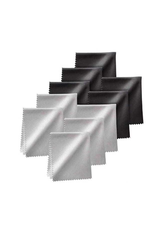 10-Piece Microfiber Eyeglass Cloths for Cleaning Lenses, Screens, Cameras, Cell Phone, LCD TV Screens, Tablets,Grey and Black - Image 1