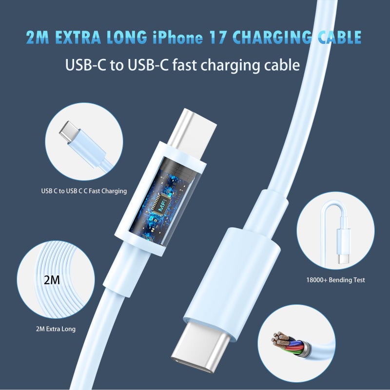 DiHines USB C Charger for iPhone 17 16 15 Charger 20W Fast Charger USB C Plug and Cable, 2 Pack Type C UK Wall Phone Power Adapter USBC Lead for iPhone 17/16/15/Pro/Max/Air/Plus/iPad/Samsung S25 Ultra/S24/S23 - Image 4