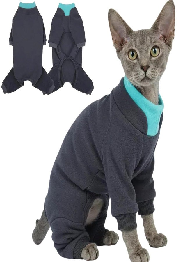 T'CHAQUE Sticky Hair Cat Onesie - Soft Long Sleeve Cat Pajamas, Anti-Shedding,Surgery Recovery Suit, Wound Protection & Preventing Licking, Kitten Sweaters for Male Female, Darkgray-XL - Image 1