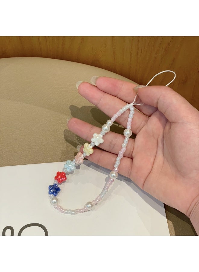 NIBEMINENT Beaded Phone Lanyard, Anti Lost Removable Wrist Strap, Cartoon Handcrafted Bead Stringing Bracelet Pendant, Phone Keychain Lanyard - Image 1