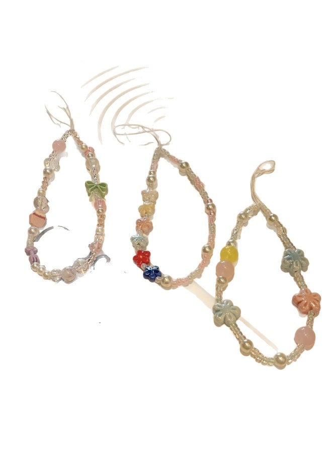 NIBEMINENT Beaded Phone Lanyard, Anti Lost Removable Wrist Strap, Cartoon Handcrafted Bead Stringing Bracelet Pendant, Phone Keychain Lanyard - Image 2