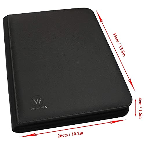 WINTRA Premium 360 Pockets Black Zippered Playing Card Binder - Sturdy Trading Card Holder Album ，9 Pocket Side Loading Card Folder with 20 Sheet Sleeves for Trading and Sports Cards - Image 4
