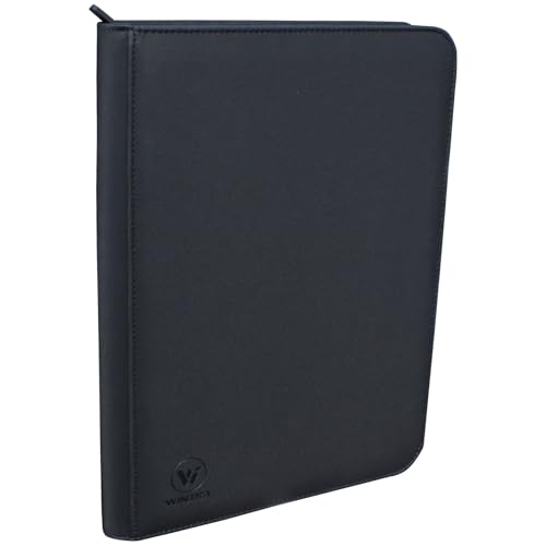 WINTRA Premium 360 Pockets Black Zippered Playing Card Binder - Sturdy Trading Card Holder Album ，9 Pocket Side Loading Card Folder with 20 Sheet Sleeves for Trading and Sports Cards - Image 1