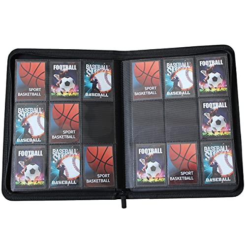 WINTRA Premium 360 Pockets Black Zippered Playing Card Binder - Sturdy Trading Card Holder Album ，9 Pocket Side Loading Card Folder with 20 Sheet Sleeves for Trading and Sports Cards - Image 3