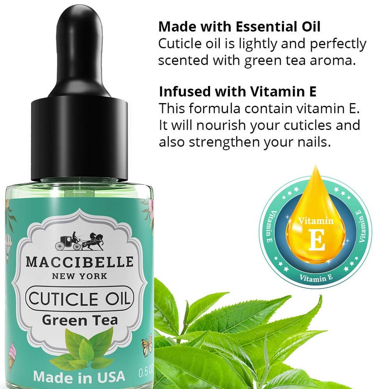 Maccibelle Cuticle Oil 0.5 oz - Heals Dry Cracked Cuticles (Green Tea, 0.5 Fl Oz) - Image 2