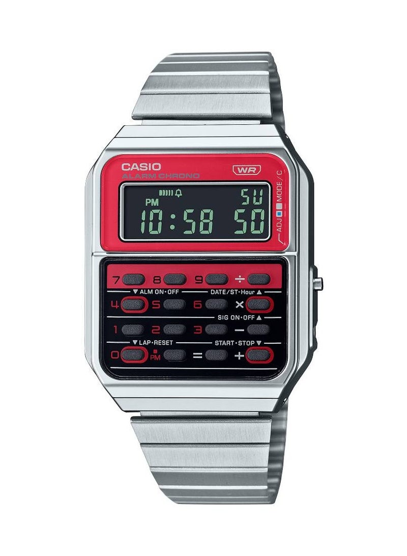CASIO ساعة رقمية من الفولاذ المقاوم للصدأ مع آلة حاسبة عتيقة CA-500WE-4BDF - Image 1