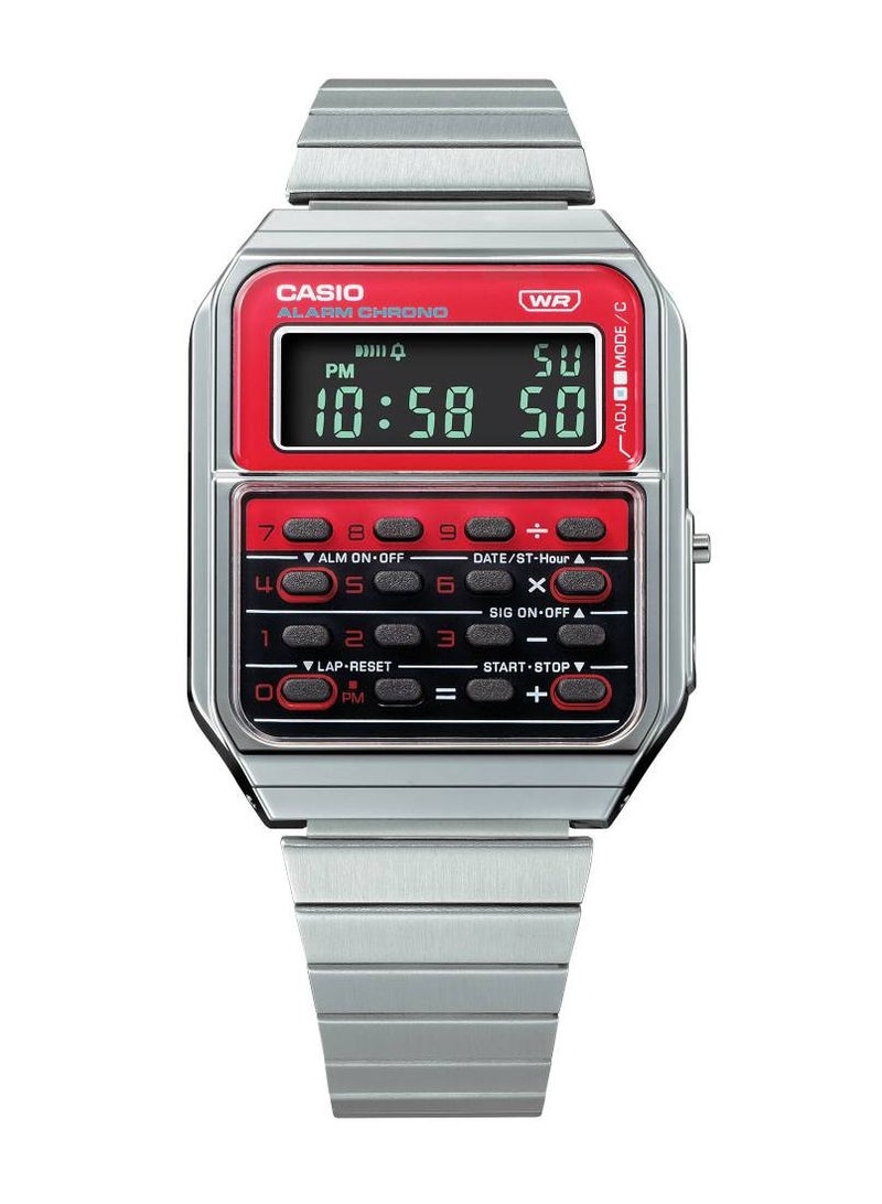 CASIO ساعة رقمية من الفولاذ المقاوم للصدأ مع آلة حاسبة عتيقة CA-500WE-4BDF - Image 2