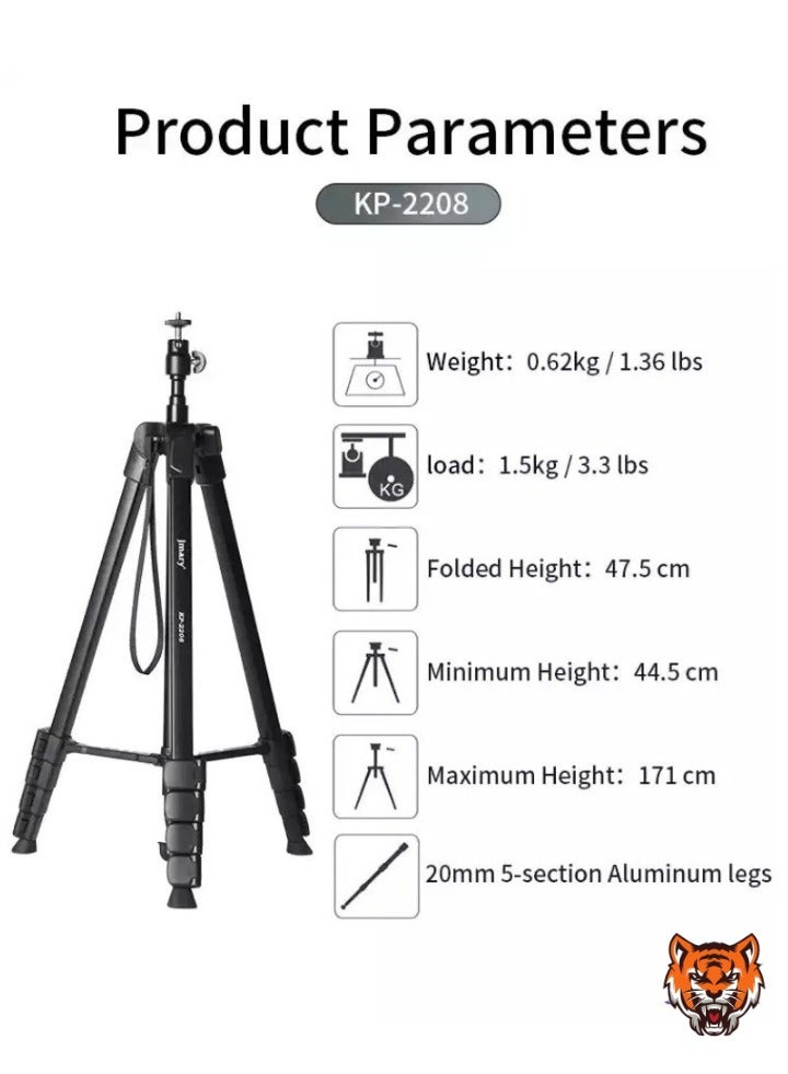 TIGER "Upgraded Multifunctional Tripod for Mobiles, Ring Lights & Cameras – Ideal for Vlogging, Photography, and Live Streaming" - Image 2