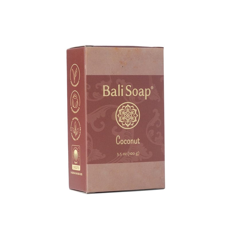 Bali Soap صابون بالي - صابون جوز الهند الطبيعي للرجال والنساء - نباتي، مصنوع يدويًا، مقشر - 3 عبوات، 3.5 أونصة لكل منها - Image 1