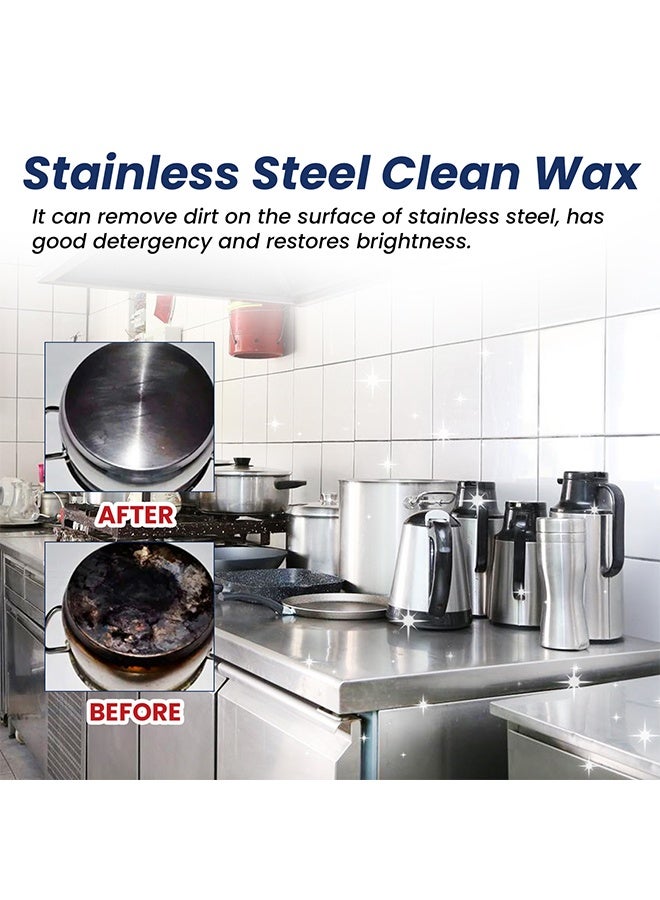 جوي فيش شمع نظيف من الفولاذ المقاوم للصدأ ، معجون تنظيف سحري من الفولاذ المقاوم للصدأ بتقنية النانو ، منظف من الفولاذ المقاوم للصدأ وتلميع المعادن ، منظف شمع من الفولاذ المقاوم للصدأ 3 في 1 للشحوم ، فرن ، مغسلة 100 جرام - Image 2