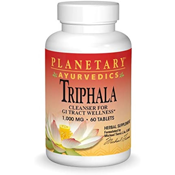 PLANETARY HERBALS Planetary Ayurvedics Triphala 1000mg GI Tract Wellness & Cleanse - Powerful Herbal Supplement - Balance & Detox Digestive Support Rejuvinate & Regularity - 60 Tablets - Image 1