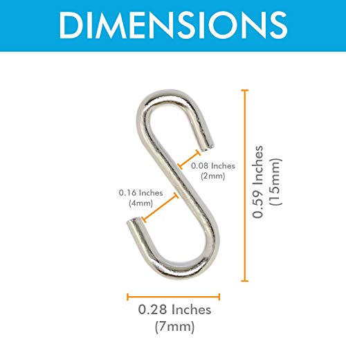 Millennial Essentials Mini S Hooks Connectors S Shaped Wire Hook Hangers 100pcs Hanging Hooks for DIY Crafts, Hanging Jewelry, Key Chain, Tags, Fishing Lure, Net Equipment (0.59 Inch) - Image 3