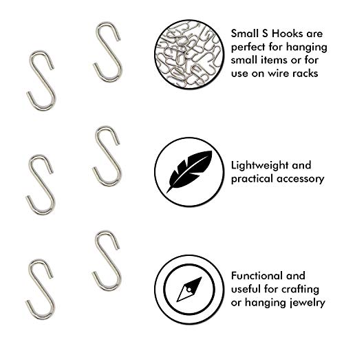 Millennial Essentials Mini S Hooks Connectors S Shaped Wire Hook Hangers 100pcs Hanging Hooks for DIY Crafts, Hanging Jewelry, Key Chain, Tags, Fishing Lure, Net Equipment (0.59 Inch) - Image 2