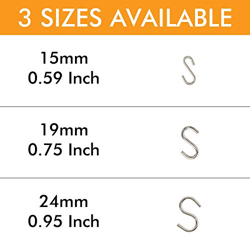 Millennial Essentials Mini S Hooks Connectors S Shaped Wire Hook Hangers 100pcs Hanging Hooks for DIY Crafts, Hanging Jewelry, Key Chain, Tags, Fishing Lure, Net Equipment (0.59 Inch) - Image 4