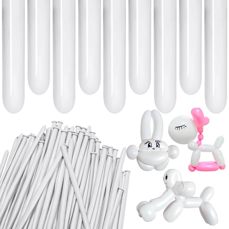 ZBYDNG 260 Balloons Thickening Long Balloons for Tying Balloon Arch Twisting Latex Animals Magic Modeling Skinny Birthday Balloons for Kids Party Wedding Decoartion 100pcs White - Image 3