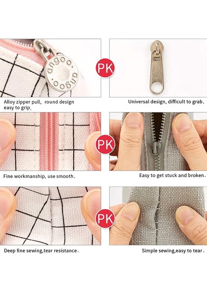 Happy D Plaid White Pencil Case, Large Capacity Storage Pouch Marker Pen Pencil Case, Large Storage Pen Case Pencil Bag for Office Travel Holder Box - Image 5