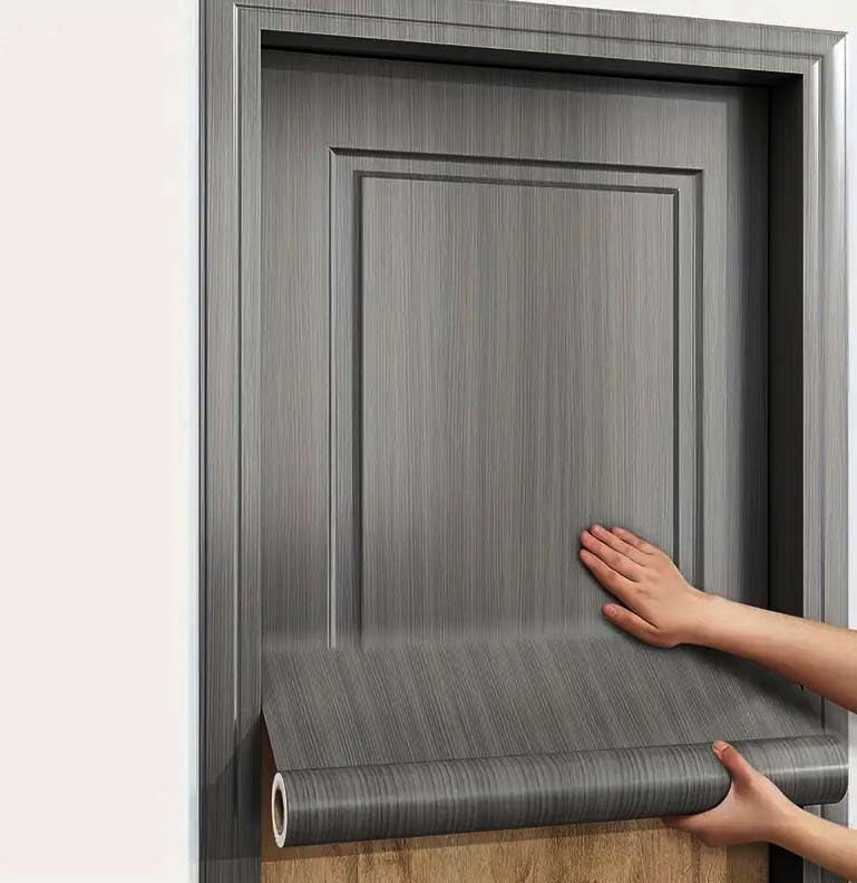 LIVECOOL Wall Paper Self-Adhesive Door Stickers for Renovating Old Doors, Waterproof,Oil Proof,PVC Vinyl DIY Decorative Wallpaper. (Charcoal Black, 60 x 121 cm) - Image 5