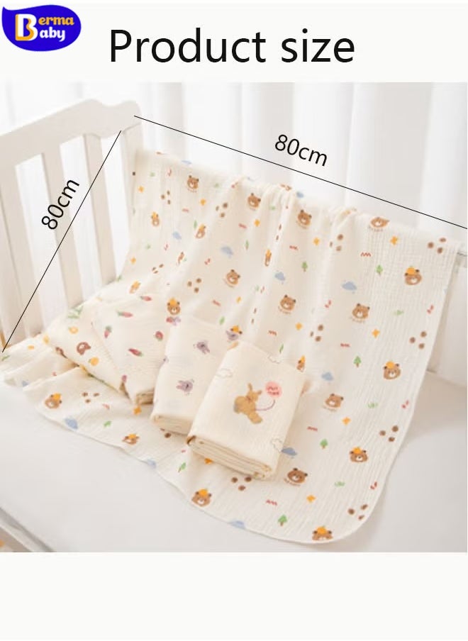 Berma Baby muslin blanket, double cozy blanket, baby cotton, 80 x 80 cm, muslin baby blanket, swaddle blanket, stroller blanket, soft bath blanket, children's blanket, newborn, unisex, baby items, bedding (bear)  - Image 2