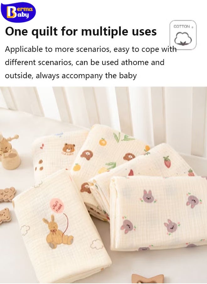 Berma Baby muslin blanket, double cozy blanket, baby cotton, 80 x 80 cm, muslin baby blanket, swaddle blanket, stroller blanket, soft bath blanket, children's blanket, newborn, unisex, baby items, bedding (bear)  - Image 5