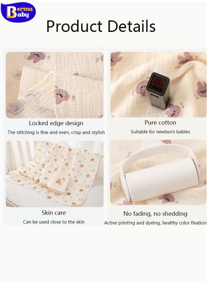 Berma Baby muslin blanket, double cozy blanket, baby cotton, 80 x 80 cm, muslin baby blanket, swaddle blanket, stroller blanket, soft bath blanket, children's blanket, newborn, unisex, baby items, bedding (bear)  - Image 3