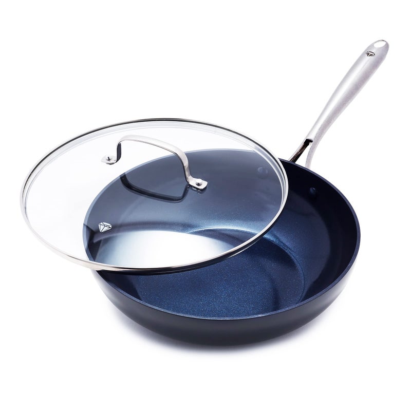 Blue Diamond Cookware 11 Skillet Frying Pan Skillet Hard Anodized Healthy Ceramic Nonstick PFAS  PFOAFree Dishwasher  Oven Safe Even Heating Metal Utensil Safe Warp Control Grey