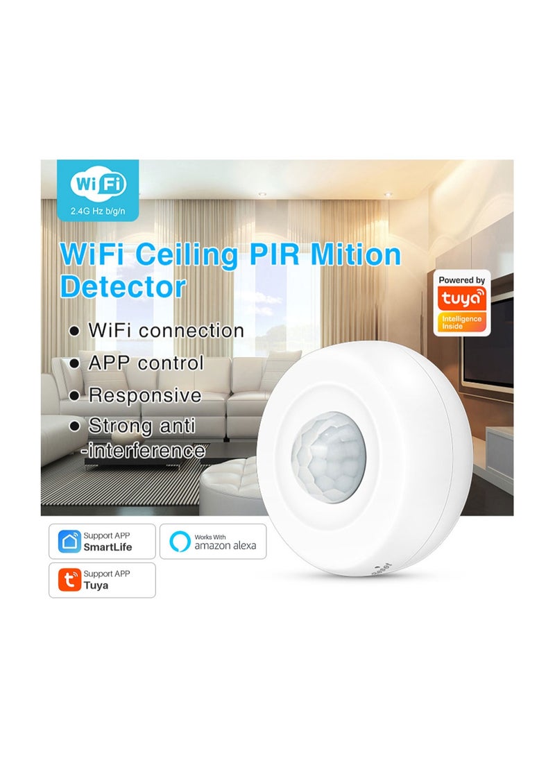 UanTii - Smart PIR Motion Detector, Tuya WiFi Wireless Infrared Movement Sensor,Smart Life App Remote Monitor - Image 1