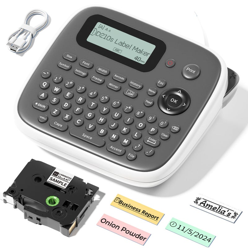 VolenGo Label Maker Machine with Tape, Label Maker Waterproof Labels 12mm, D210s Laminated Labeler Machine, Multi Icons Borders & One-Touch Keys, Labelmaker for Home Use/School Office Supplies - Image 1