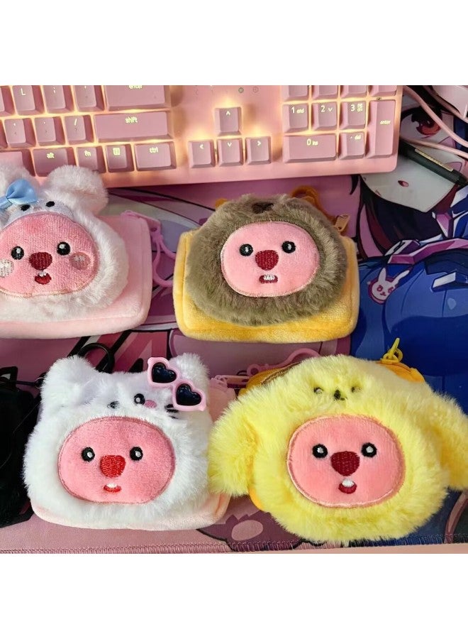 Cute Cartoon Loopy Ruby Creative Coin Purse Mini Small Size Snapper Head Doll Pendant Support For Hair-Color:Rose Bear Beaver [rose Red Square Bag] Cross-dressing Coin Purse  - Image 4