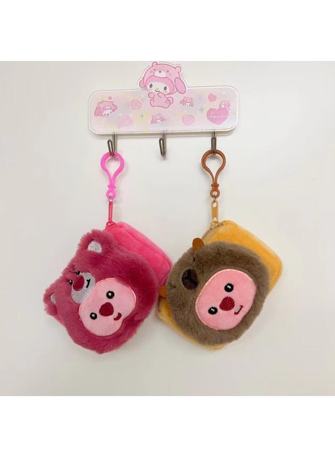 Cute Cartoon Loopy Ruby Creative Coin Purse Mini Small Size Snapper Head Doll Pendant Support For Hair-Color:Rose Bear Beaver [rose Red Square Bag] Cross-dressing Coin Purse  - Image 3