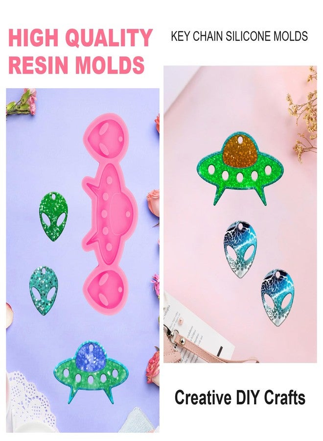 Angel Wings Shiny Mini Alien Earrings Mold Resin Molds for DIY Keychain Necklace Pendant Jewelry Making Cute Spaceship Epoxy Mould Silicone Molds - Image 4
