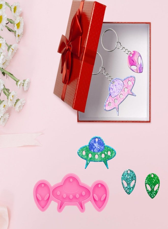Angel Wings Shiny Mini Alien Earrings Mold Resin Molds for DIY Keychain Necklace Pendant Jewelry Making Cute Spaceship Epoxy Mould Silicone Molds - Image 3