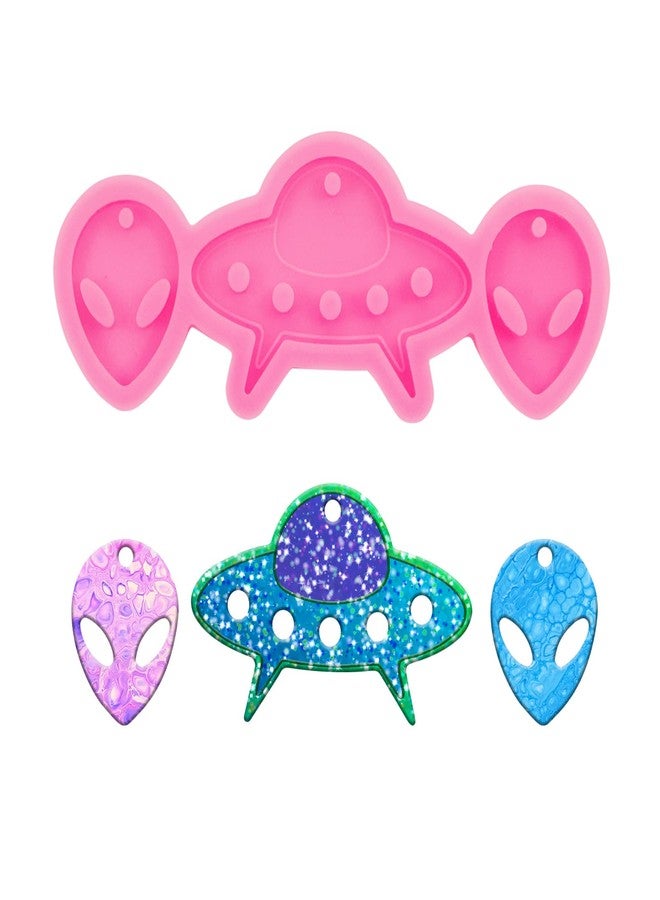 Angel Wings Shiny Mini Alien Earrings Mold Resin Molds for DIY Keychain Necklace Pendant Jewelry Making Cute Spaceship Epoxy Mould Silicone Molds - Image 1