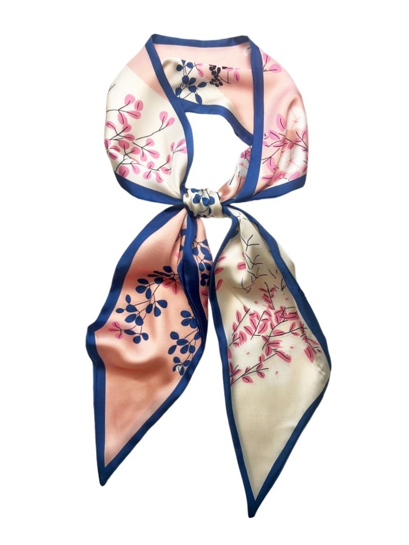 Julunar Hair Scarf for Women Silky Long Neck Head Scarves Purse Bag Scarfs for Handbag Satin Headscarf, 018.pink Floral, Long - Image 1