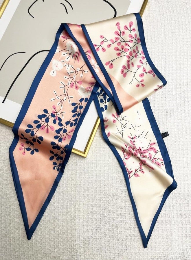 Julunar Hair Scarf for Women Silky Long Neck Head Scarves Purse Bag Scarfs for Handbag Satin Headscarf, 018.pink Floral, Long - Image 3